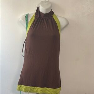 Brown and Green Halter Top